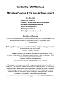 Marketing Planning & the Broader Environment