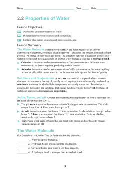 Properties Of Water Notes Worksheet Answers  Breadandhearth