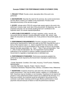 Example FORMAT FOR PERFORMANCE WORK STATEMENT (PWS)