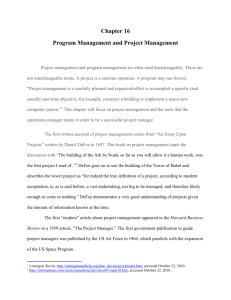 Chapter 16 Program Management and Project Management Project