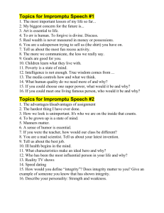 Topics for Impromptu Speech #1