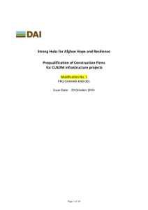 Pre-qualification of Construction Firms for CUSDM infrastructure