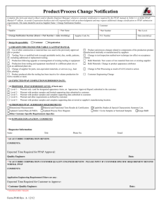 Form P-100 Product Process Change Notification