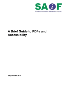 A brief Guide to PDFs and Accessibility