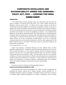corporate excellence and accountability under the sarbanes