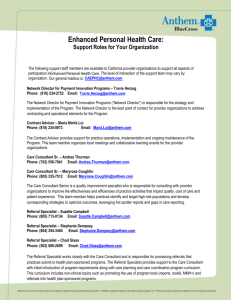 Enhanced Personal Health Care: Support Roles for Your Organiz