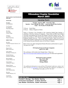 Milwaukee Chapter FEI March 2005 President's Message At the