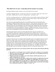 Leadership and the Enemies ofLearning article and workbook July