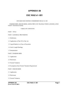 ONTARIO SECURITIES COMMISSION RULE 61-501