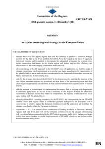 An Alpine macro-regional strategy for the European Union