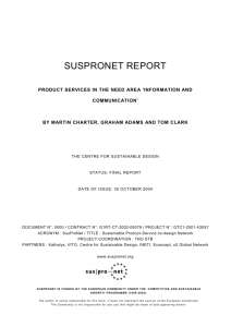 suspronet status report - The Centre for Sustainable Design