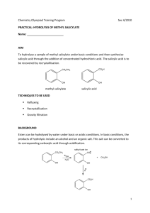 Hydrolysis of Methyl Salicylate