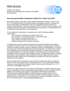 2010 Best Companies to Work for in New York State Announced