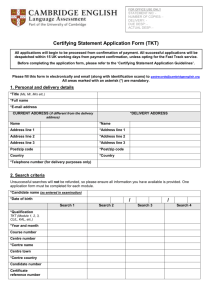 Certifying Statement Application Form (TKT)