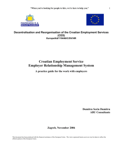 Decentralisation and Reorganisation of the Croatian Employment