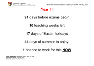 WIA 100 Day Plan for Year 11 Student – word document posted 3rd