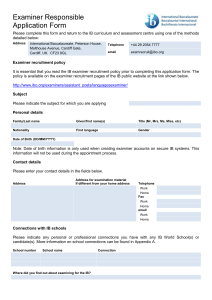 Examiner Responsible Application Form Please complete this form