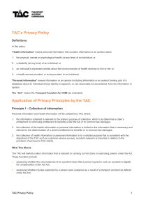 TAC Privacy Policy - Transport Accident Commission