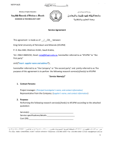 Service Agreement - King Fahd University of Petroleum and Minerals