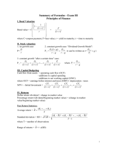 Formula sheet Princ of Finance