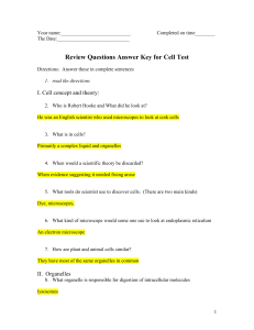 Cell Test Review Answer Key