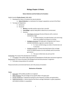 Biology Chapter 15 Notes