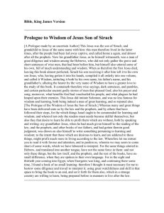 Prologue to Wisdom of Jesus Son of Sirach