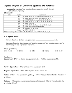 Algebra 2.1 RULES OF ALGEBRA Name