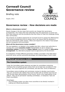 Briefing note for Cornwall's MPs