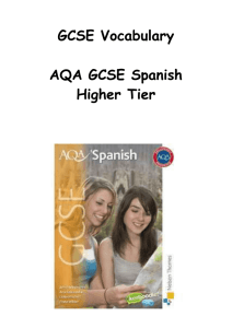 GCSE Vocabulary - AQA GCSE Spanish Higher Tier Textbook