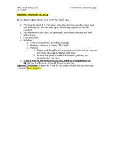 ENGL 102H, Spring, 2014 TuTh Week 1 Class Notes, page 1 Dr