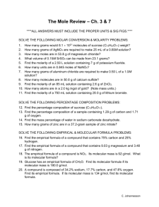 Chemistry Test Review Sheet – Chapters 10 & 11