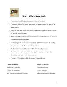 Chapter 6 Test – Study Guide The battles of Long Island and