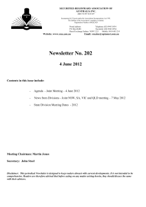 Newsletter No.202 4 Jun 2012 - Securities Registrars Association of