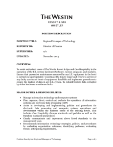 position description - The Westin Resort & Spa