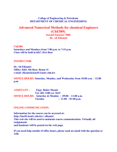 ChE 589, Advanced Numerical Methods for Chemical Engineers
