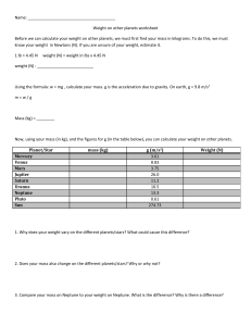 Weight on other planets Worksheet