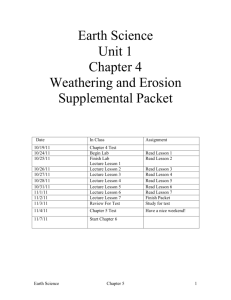 Earth Science Supplemental Materials Unit 1, Chapter 5