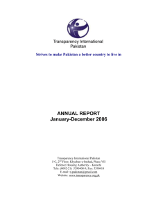 TI Pakistan Annual Report 2006 - Transparency International Pakistan