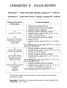 Chemistry 11 – Section A: Monday, January 28th
