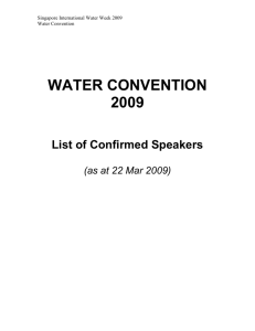 SIWW 2009 Water Convention Confirmed Speakers