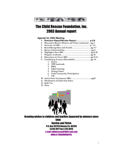 Annual Report 2003 - Child Rescue Foundation, Inc.