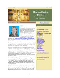 December 2009 Vol 1, Issue 4 Human Design Journal Articles