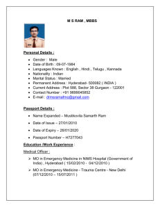 M S RAM , MBBS Personal Details : Gender : Male Date of Birth : 09
