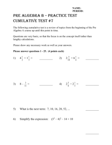 Pre Algebra B – practice test
