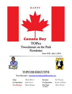 TOPics Tweedsmuir on the Park Newsletter Issue #132 – July 1