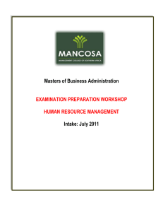 Masters of Business Administration EXAMINATION PREPARATION