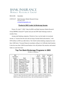 Wachovia 2003 Leader In Brokerage Income