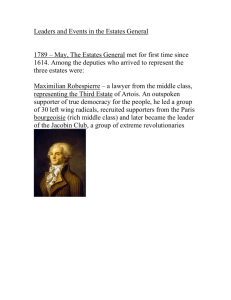 1789 – May, The Estates General met for first time