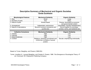 Descriptive Summary of Mechanical and Organic Societies